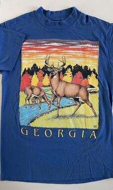 Large Vintage 80’s Delta Brand Georgia White Tailed Deer T-Shirt